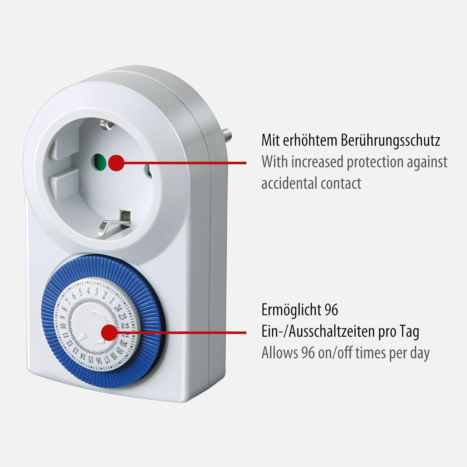 Brennenstuhl White Daily Timer, Mechanical Timer Socket with Increased Touch Protection for Indoor Use image number 2
