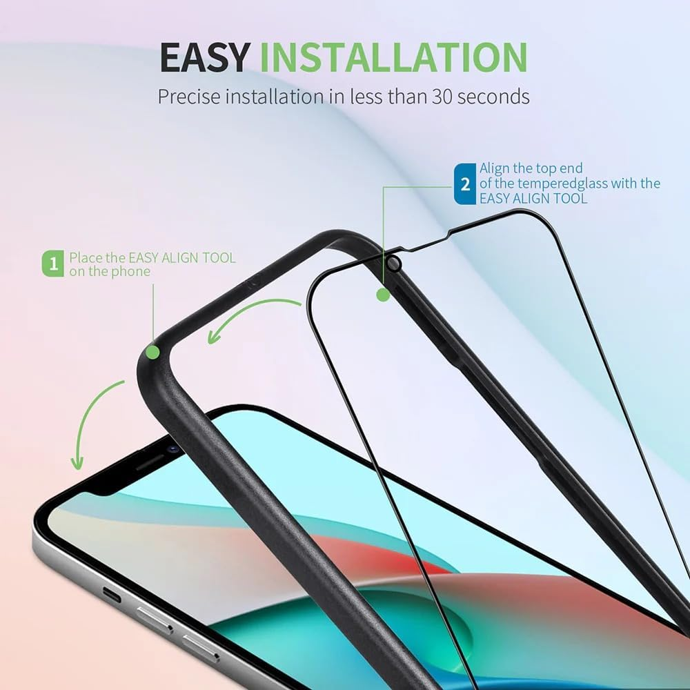 [2 Pack] Tempered Glass Screen Protector for Iphone 14 14Plus 14Pro 14Promax with Installation Alignment Frame (2Pack for Iphone 14) image number 1