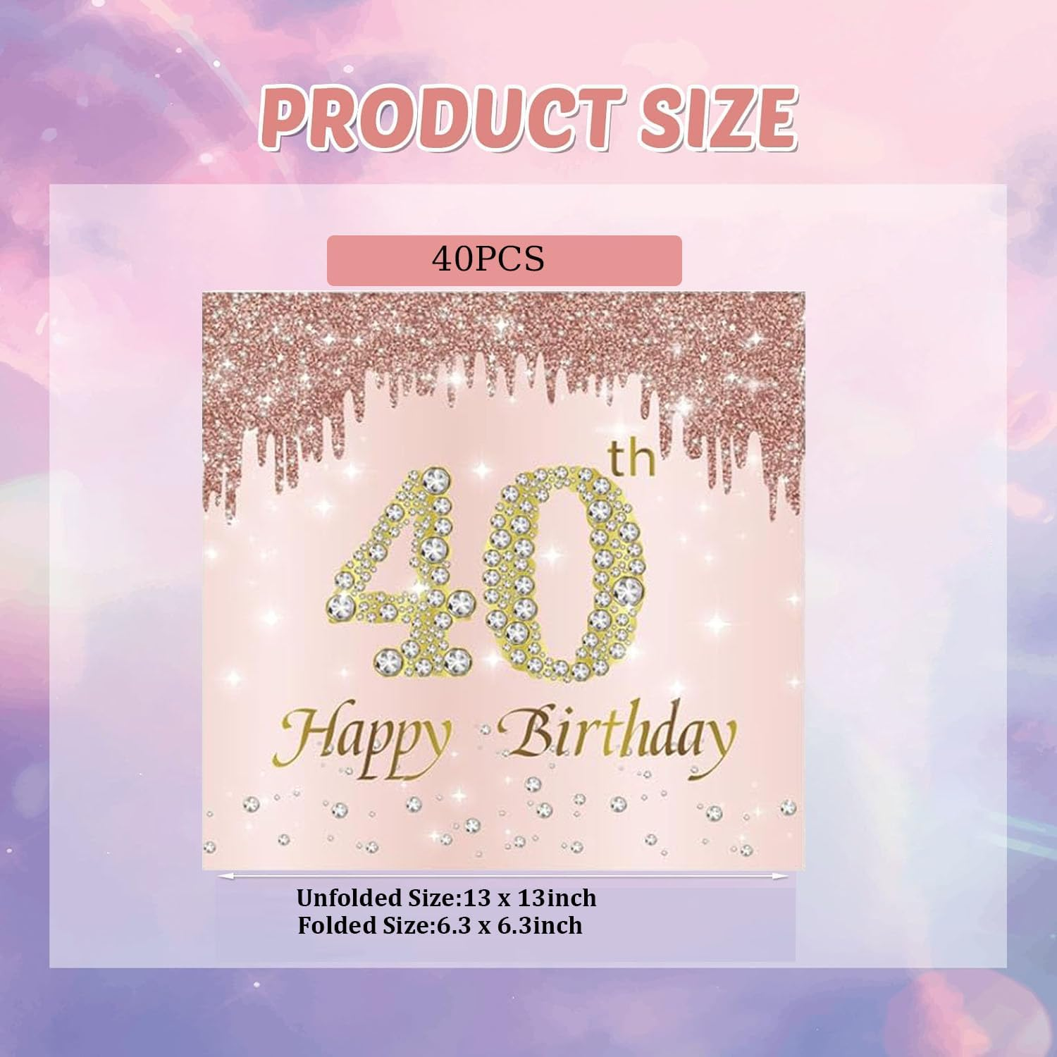 40PCS 40Th Happy Birthday Napkins Rose Gold 40Th Birthday Napkin Vintage 1984 Dessert Cocktail Beverage Napkins for Women 40Th Birthday Anniversary Party Favors 2-Ply - 16Th image number 7