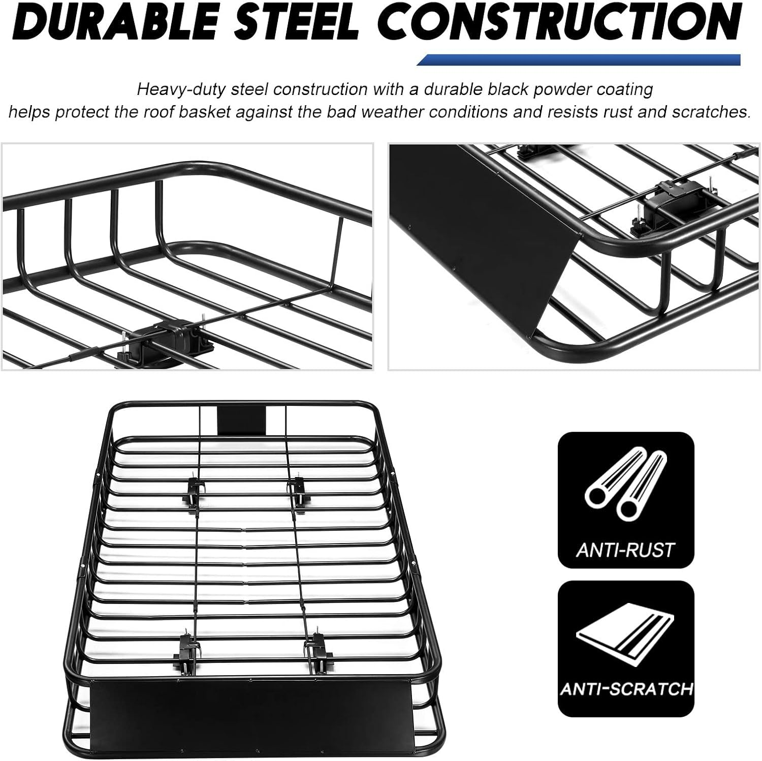 SHOGUN 2 in 1 Universal Roof Rack Cargo with Extension Car Top Luggage Holder Carrier Basket for SUV, Truck & Car Heavy Duty Steel Construction 120KG Capacity image number 1