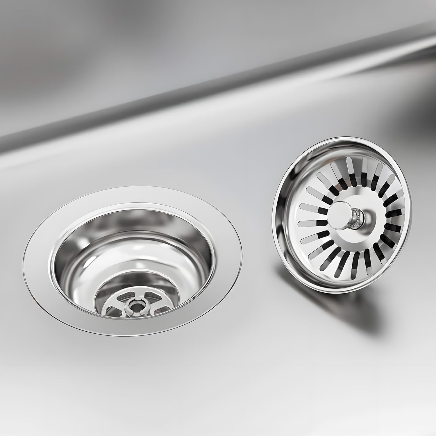 Sink Strainer Plug Drain Filter Stopper - Stainless Steel for Kitchen (82Mm, 2Pack) image number 3