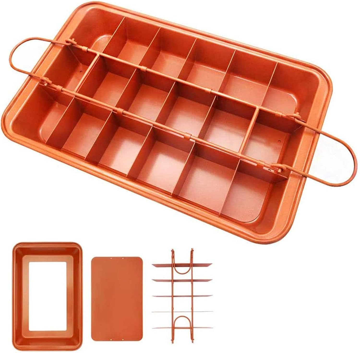Brownie Pan with Dividers, Non-Stick Backing Pan, Brownie Pan, Lasagna Pan, Brownie Trays,18 Pre-Slice Brownie Pan All Edges, Muffin and Cupcake Pan for Baking, Brownie Bites - 12 X 8 X 2 Inches