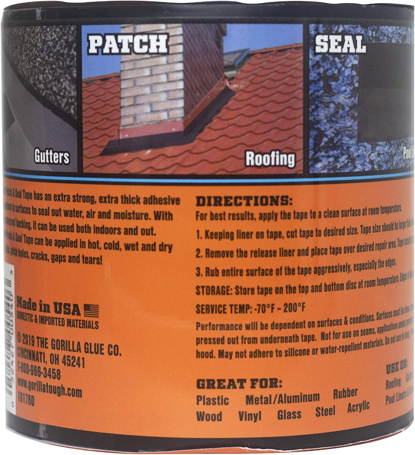 Gorilla Waterproof Patch & Seal Tape 4" X 10' Black, (Pack of 2) image number 3