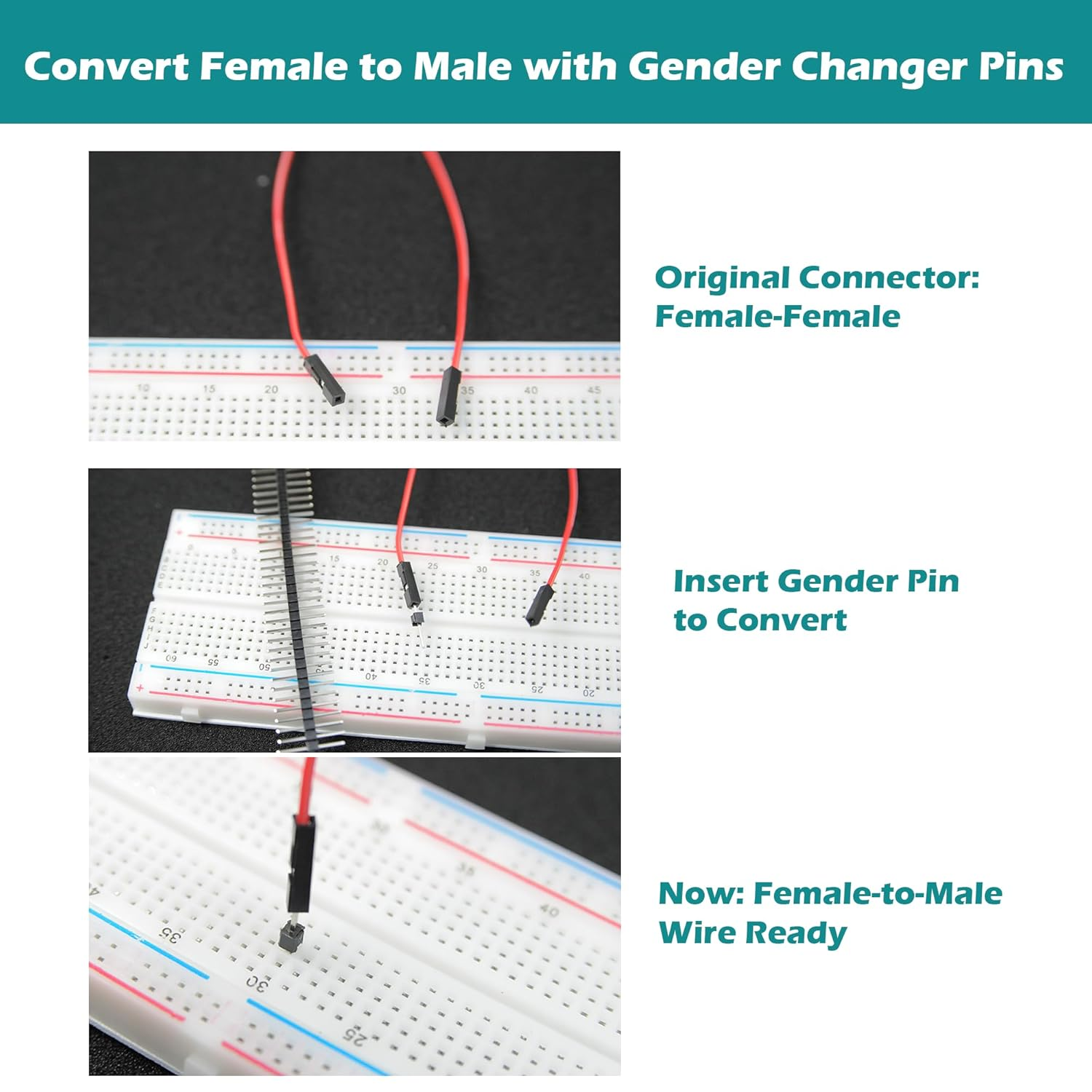 120Pcs Breadboard Jumper Wires Assorted Kit with 2.54Mm Gender Changer Pins & Slim Storage Box - 20Cm, 40Pin Male to Female, Male to M, Female to Female Jumper Wires for Arduino, ESP32 image number 2