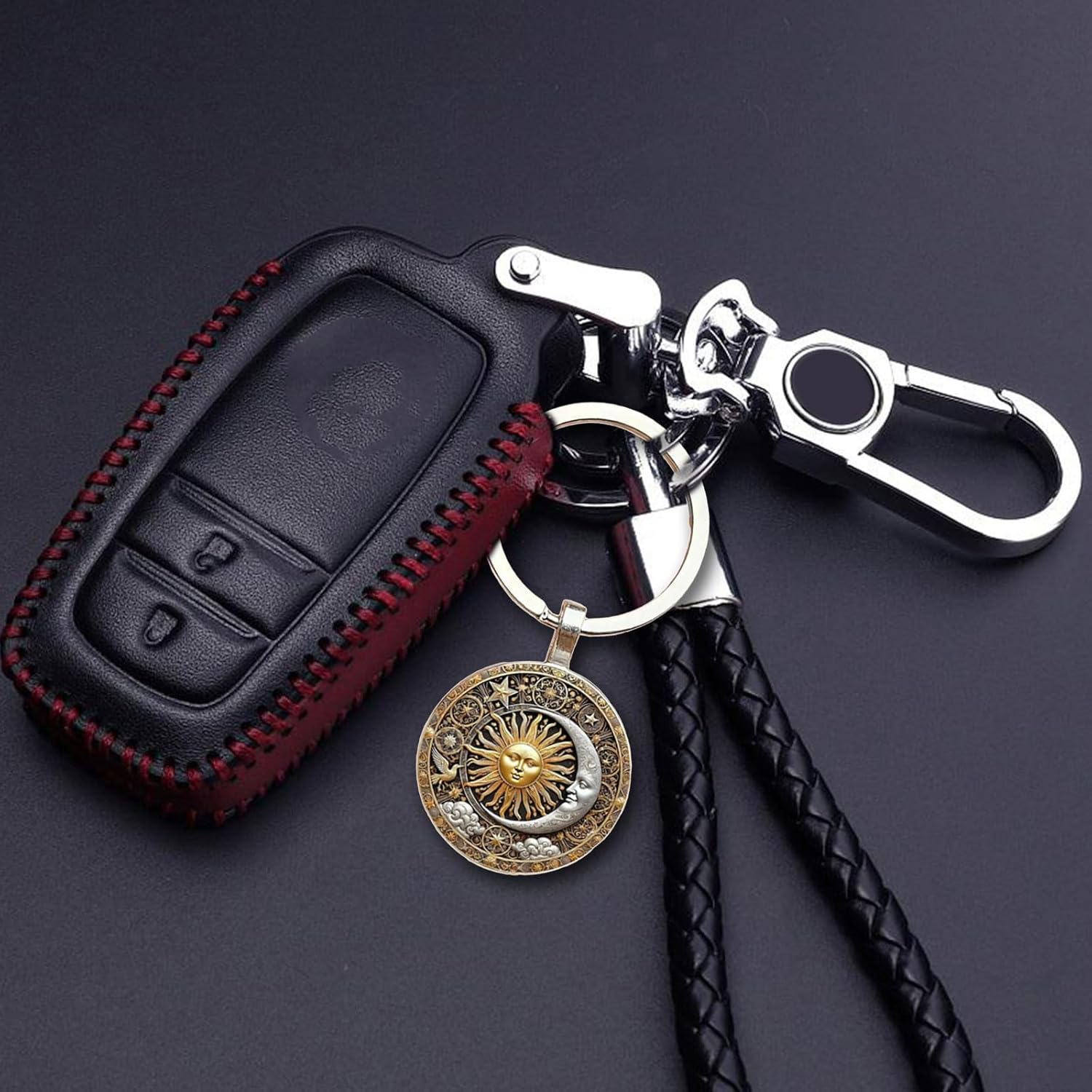 [Tizuqe] Lightweight Portable Keychain Featuring Star Moon Sun God Vintage Pendant, Easy to Carry Purse Hanging Decoration image number 2