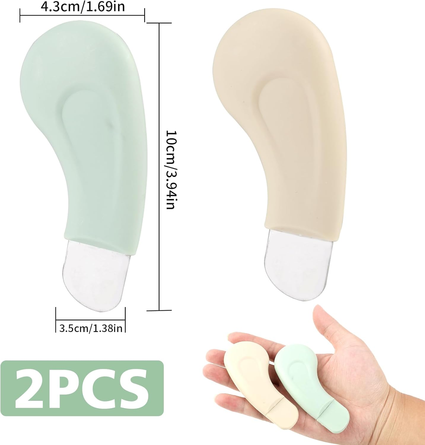 2 Pack Blackhead Remover Tool Set - Stainless Steel Pore Cleaner with Silicone Handle for Deep Cleansing, Gentle Nose Blackhead Extractor - Skin Care Tools for Men & Women (Beige & Green) image number 4