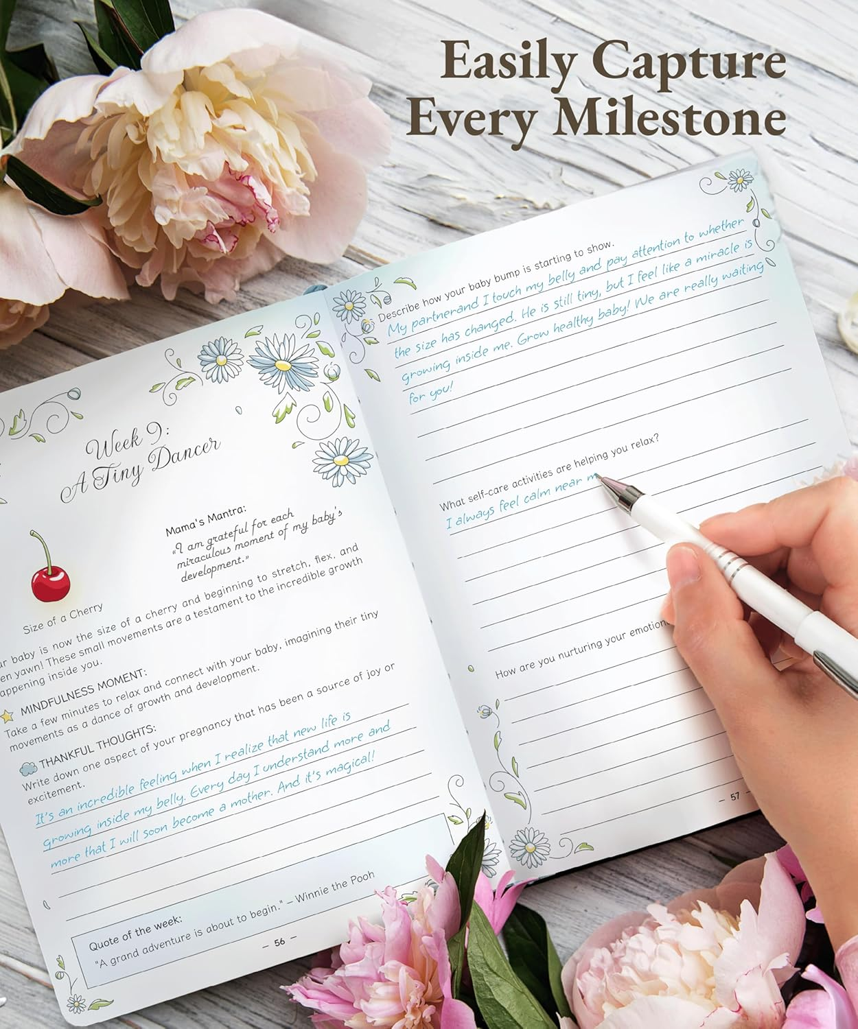 Keepsake Pregnancy Journal with Weekly Guides, Milestone Pages, and Gift-Ready Packaging - Beautiful Mom to Be Gift - Premium Pregnancy Gifts for Expecting Mom (338 Pages, Acid-Free Paper, Hardcover) image number 2
