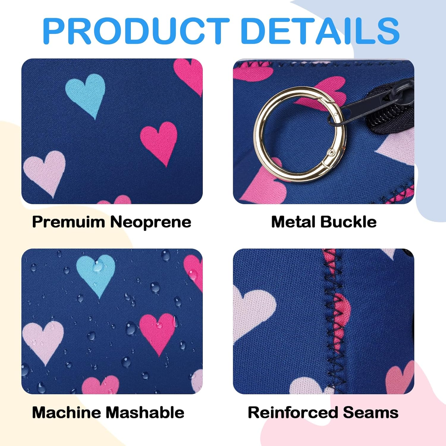 Likesing Small Cosmetic Bag Girls Makeup Bag Mini Travel Toiletry Bag, Blue - Ring Hook image number 1