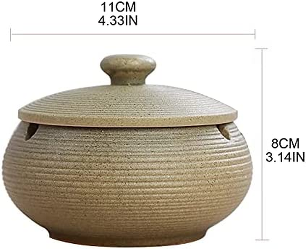 Ceramic Ashtray with Windproof Lid for Indoor Outdoor Use -Black image number 1