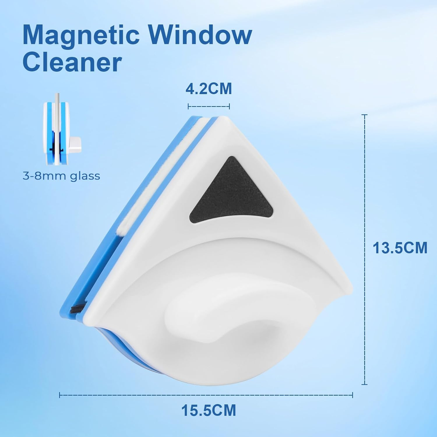 Riksam Double Sided Magnetic Window Cleaner Glazed Window Glass Wiper Clean Brush Tools image number 1