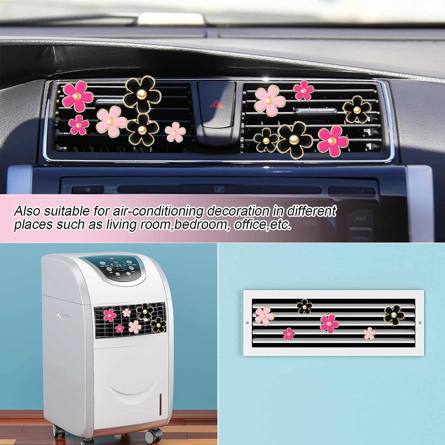 6 Pieces Cute Daisy Flower Air Vent Clip Air Conditioning Outlet Clip Car Decorations Car Accessories Interior Decor Charm for Women Girls image number 6