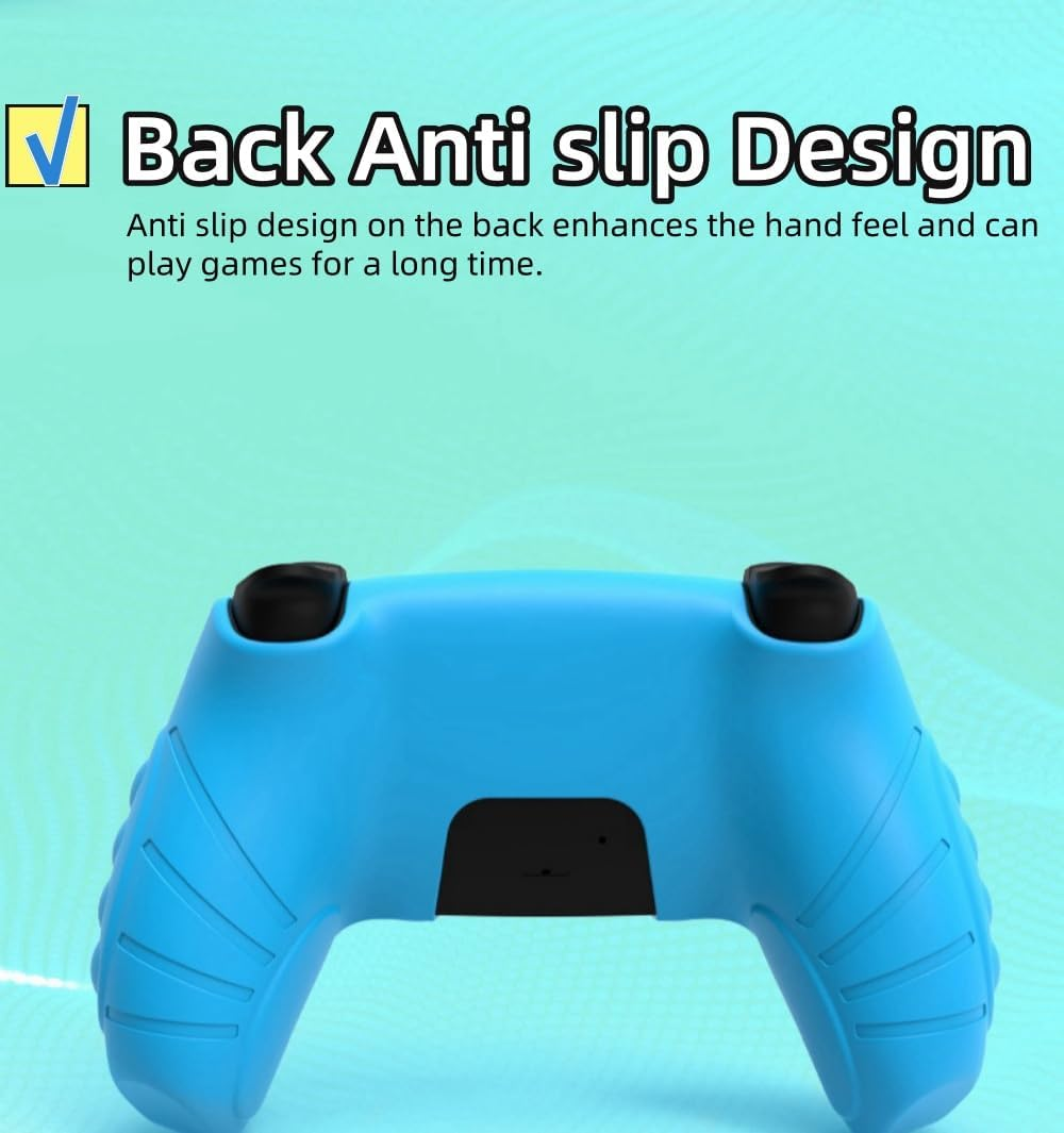 XP-1 PS5 Controller Silicone Grip Cover Case with Thumb Grips, Joystick Protectors, and Anti-Slip Skin &ndash; Compatible with PS5. (Blue/Black) image number 2