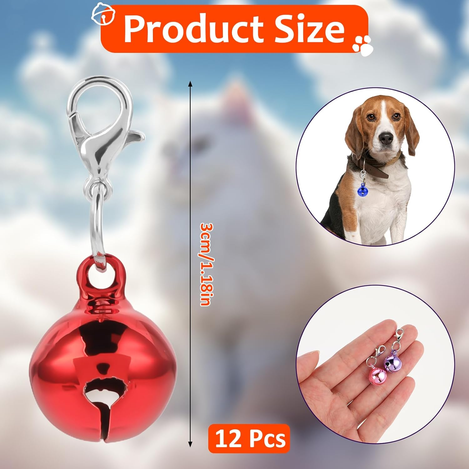 12 Pieces Cat Bell Dog Bell Dog Collar Charms Colorful Cat Collar Bell Loud Pet Collar Bells Charms Small Cat Collar Bells Charms with Clasps for Cat Dog Puppy Collers DIY Crafts Party Decorations, No image number 6
