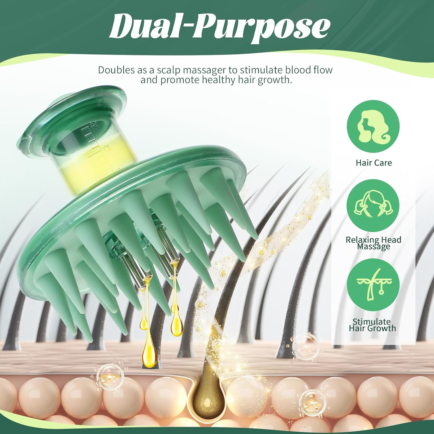 BEAUTLOHAS. Scalp Massager Applicator Comb Silicone Hair Oil & Serum Brush for Even Distribution &ndash; No Mess, Easy-To-Use Scalp Treatment Tool for All Hair Types image number 1