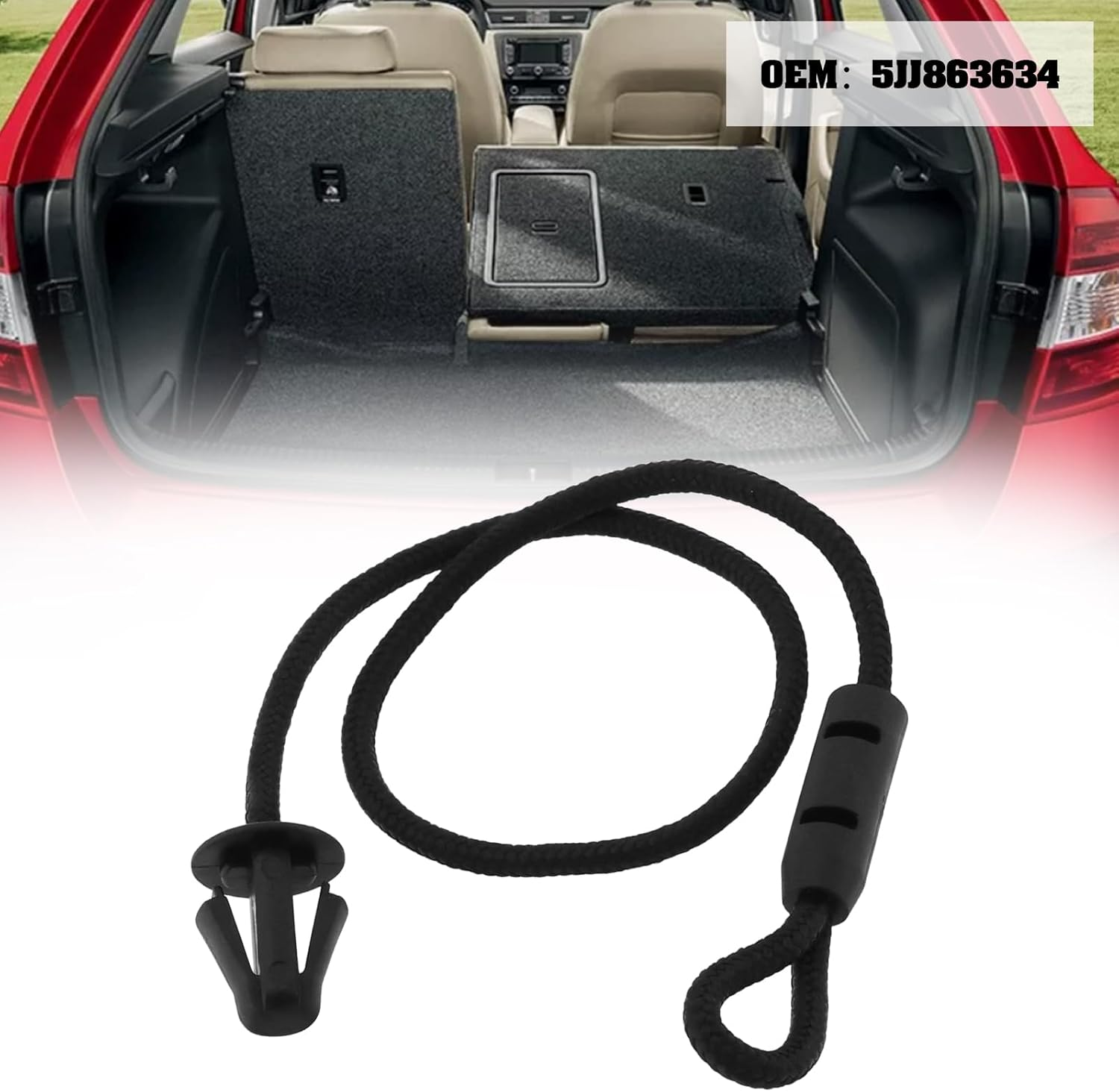 SING F LTD Car Trunk Cover and Parcel Shelf Retaining Strap 5JJ863634 Compatible with Skoda Rapid 2011/10-2021/12 image number 5