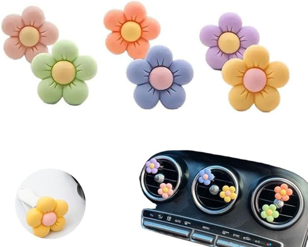 6Pcs Daisy Flower Car Air Vent Clips &ndash; Cute Floral Car Air Freshener & Decor Accessories for Women, Car Interior Vent Clip Charms image number 2