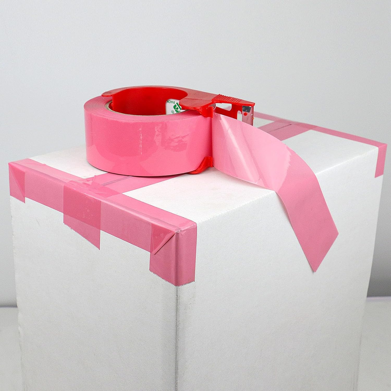 3 Rolls BOMEI PACK Pink Packing Tape with Dispenser, Heavy Duty Packaging Tape for Moving Shipping Sealing and Storage,1.8Mil Thick, 3 Rolls 1.88 Inch X 50 M,Total 150M image number 4