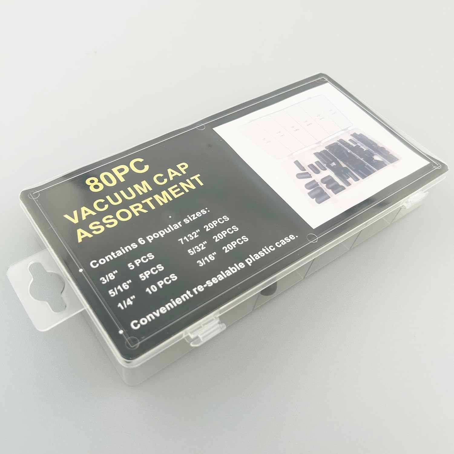 80 Pieces Rubber Vacuum Cap Assortment, 4Mm 5Mm 5.55Mm 6.35Mm 8Mm 9.5Mm Inner Diameter Dropper,Hose Caps Kit for Carburetor Manifold image number 3