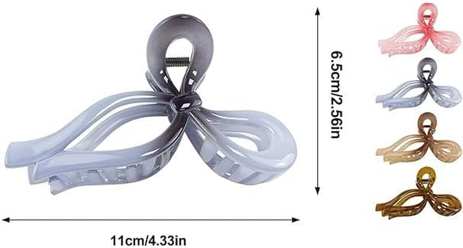 Plastic Cute Large Bow Hair Claws Nonslip Fashion Hair Clips,4Pcs Bow Hair Clips Elegant Hair Claws,Bow Hair Claw Clips Cute Claw Clips,Bow Hair Clips Elegant Hair Claw Large Cute Large Bow Hair Claw image number 1