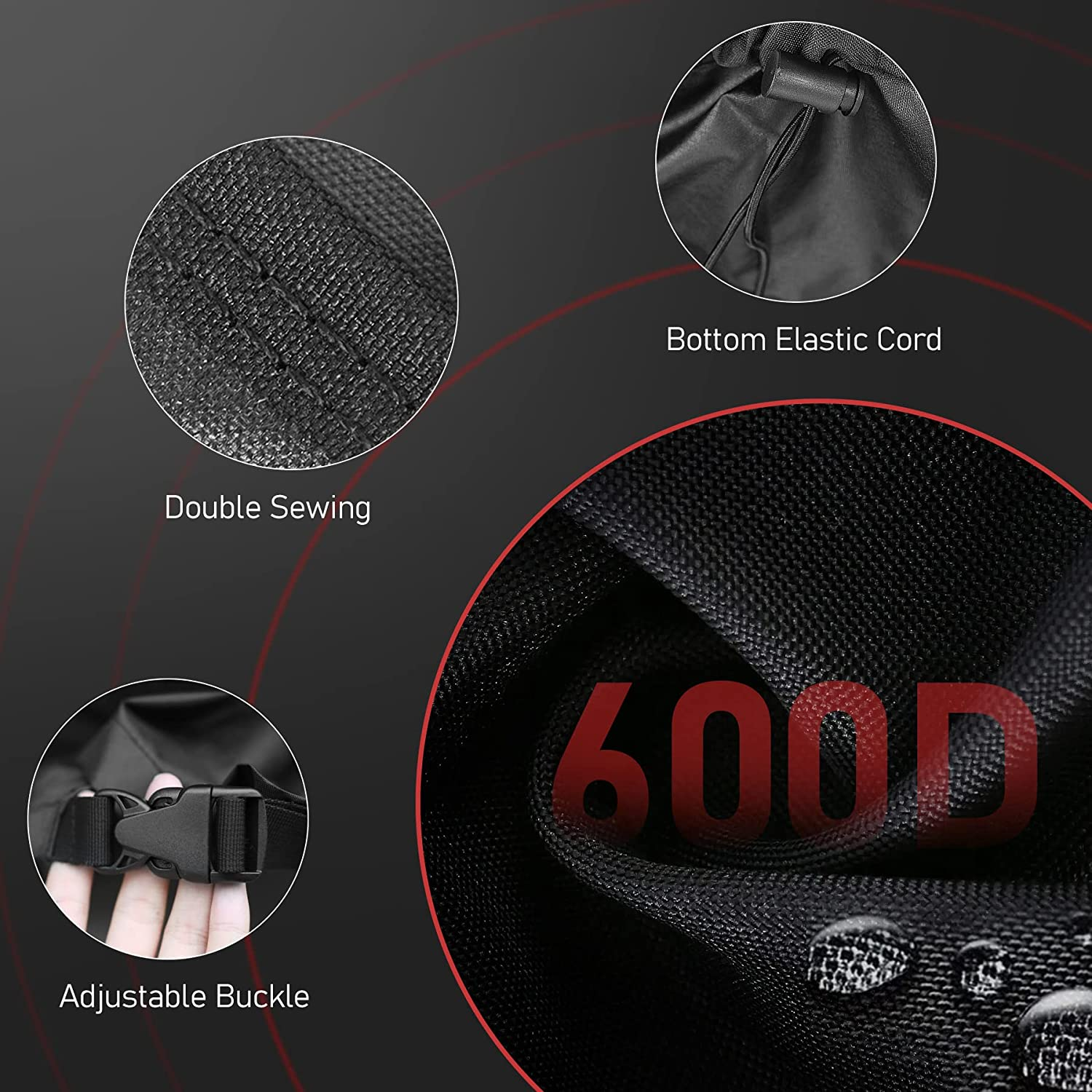 Zettum Fire Pit Cover round 28 Inch - Outdoor Firepit Cover Heavy Duty & Waterproof, 600D Patio Fire Table Cover Gas Fire Pit Accessories Fit 27" Solo Stove Yukon Series Firepit - 28 X 28 X 16 Inch image number 6