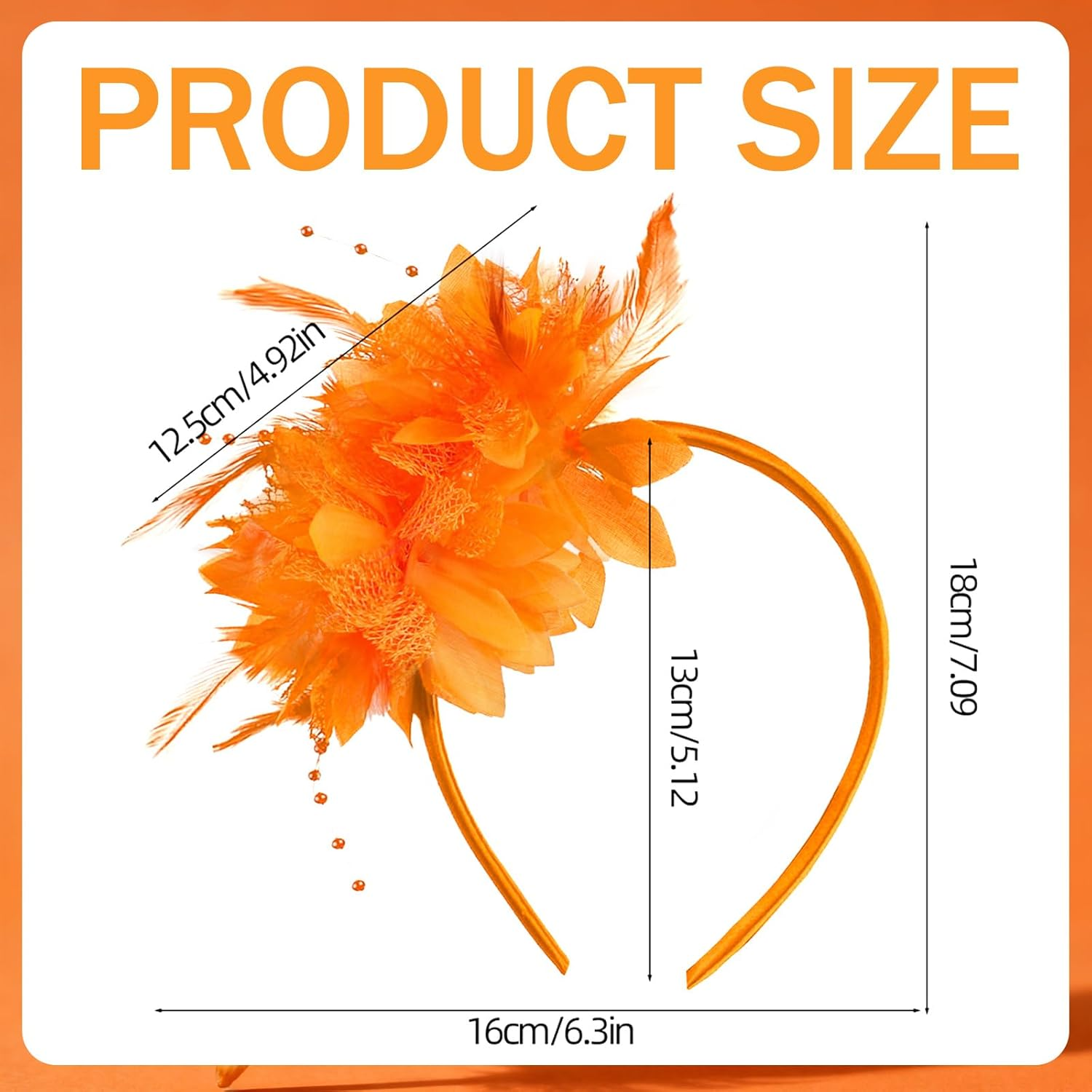 RTRTGS Feather Headband with Artificial Flowers, 1920S Fascinator Headpiece for Women, 20S Headband for Carnival, Cocktail, Wedding, Tea Party Accessories (Red) image number 3