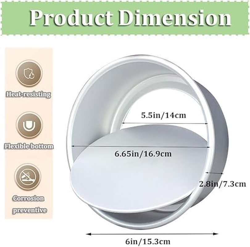 Miners2000 2 Pack 15Cm Cake Tin, Non-Stick Deep Aluminum round Cake Deep Baking Tin with Removable Bottom Cake Baking Pan Cake Mould Tin for Baking, Bakeware for Wedding Birthday Christmas Party image number 6