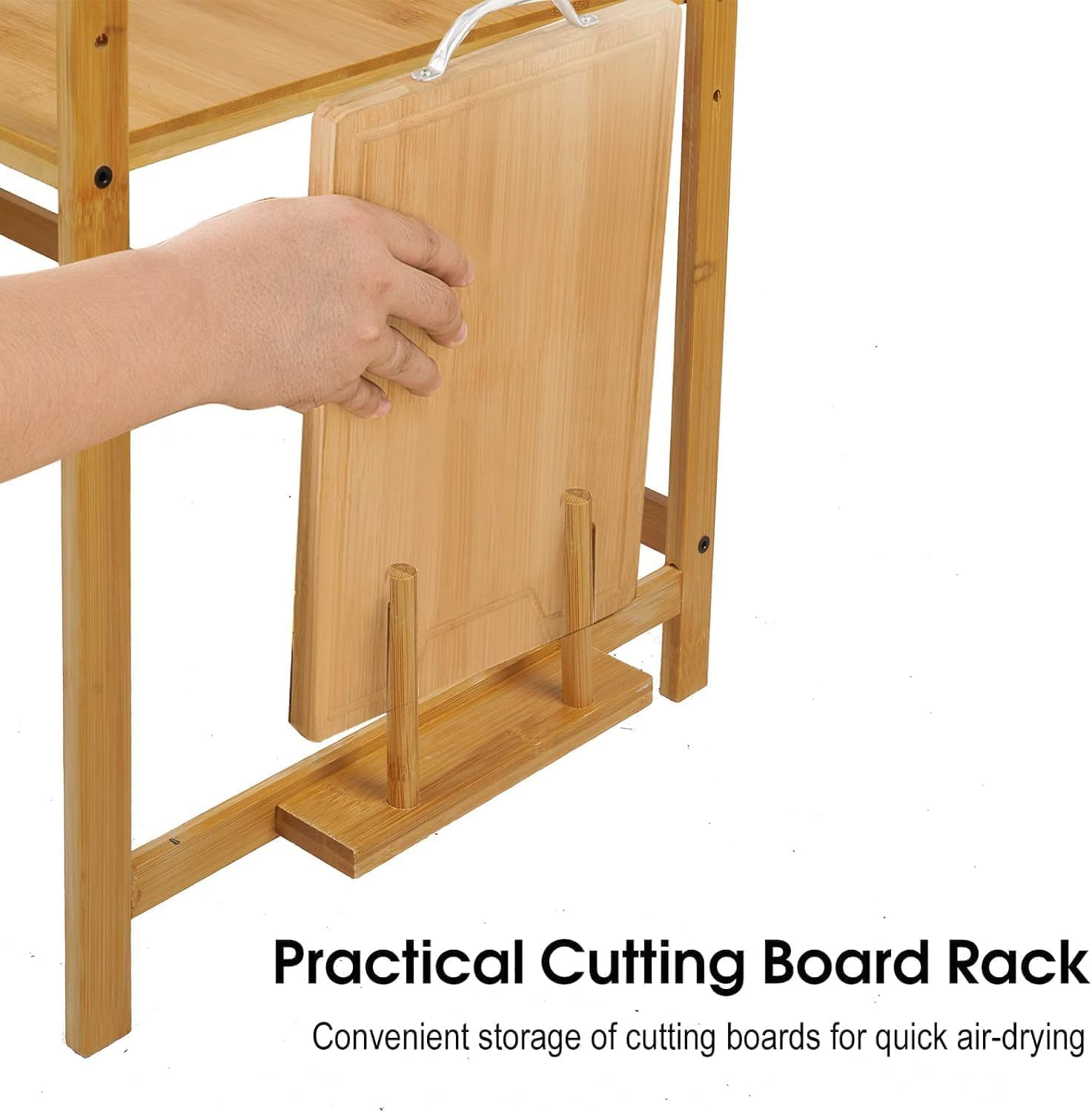 Kapeicamper Microwave Oven Shelf Countertop, Bakers Rack 2 Tier Bamboo Microwave Stand, Utensils Tableware Storage Kitchen Counter Rack, Multipurpose Kitchen Storage Rack Cart image number 2