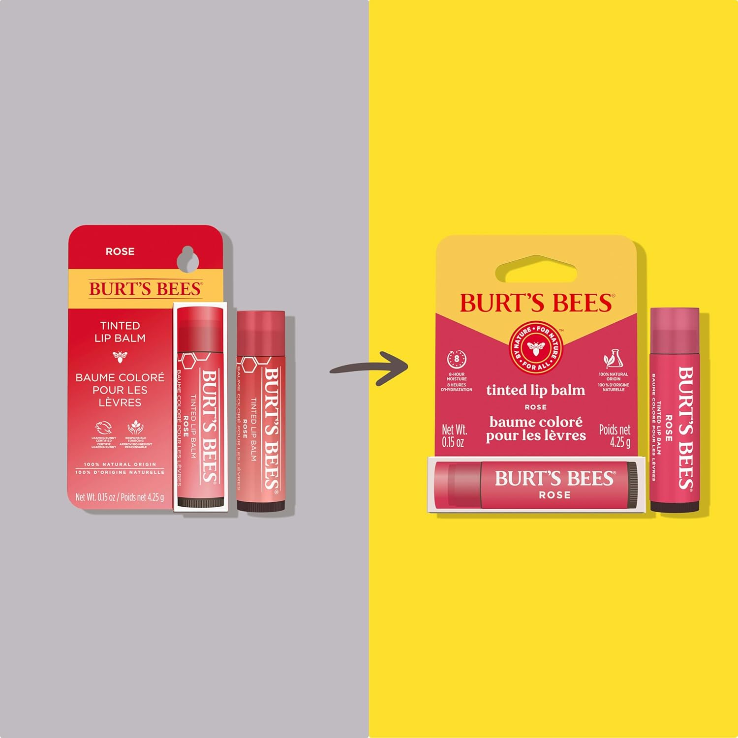 Burt'S Bees 100% Natural Origin Tinted Lip Balm, Rose with Shea Butter and Botanical Waxes, 1 Tube, 4.25G image number 3