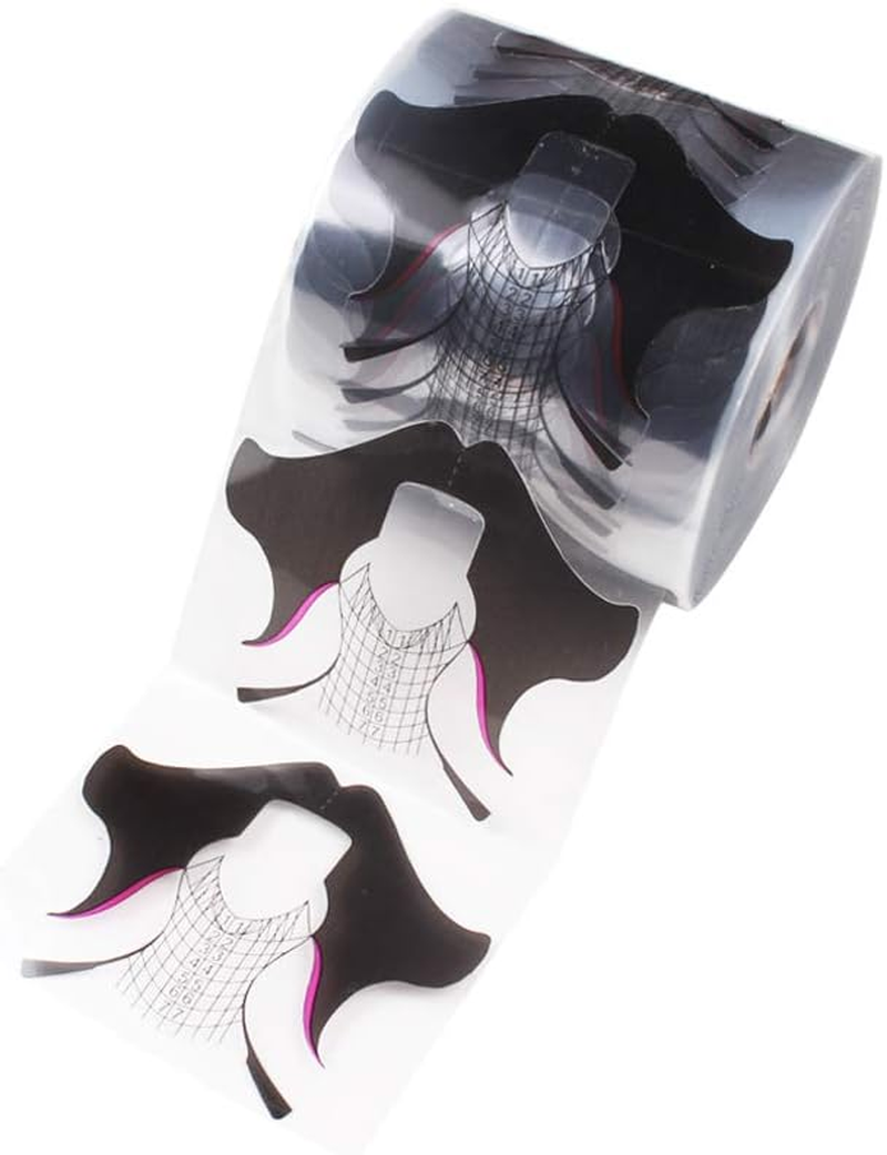 Beauty Leader 500 Pcs/Roll Nail Form Stickers Clear Nail Art Guide Form Acrylic UV Gel Tips Extension (Black Butterfly Design) image number 3