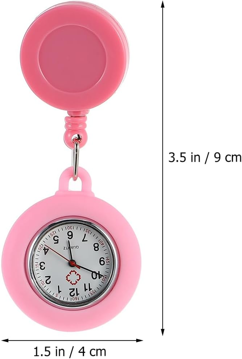 Gatuida Badge Watch Care Retractable on Fob Men Hand Clip- Clip-On Pink Second Silicone Ladies Hanging round Lapel Rope Watch for Pocket Clip Womens image number 6