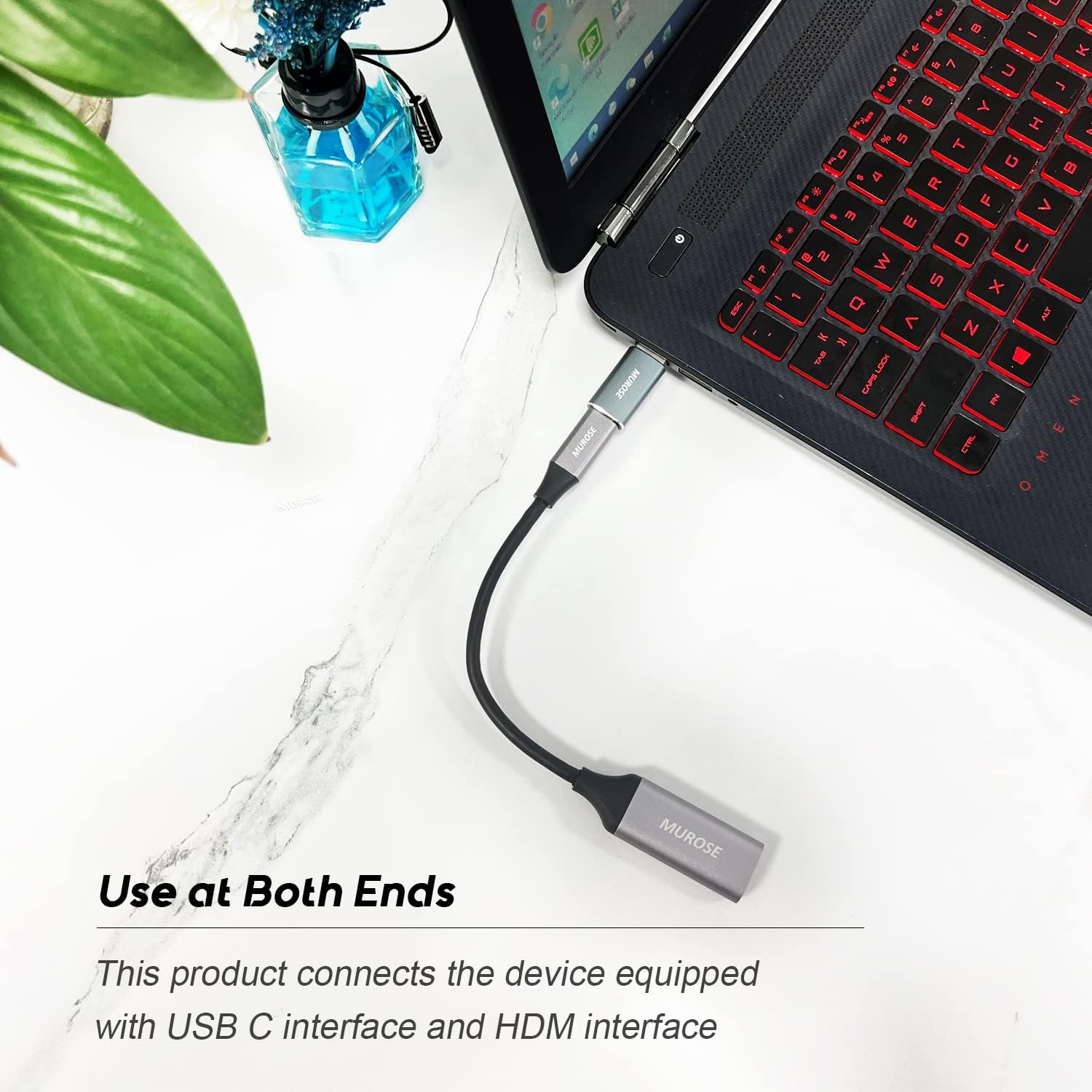 USB C to HDMI Adapter 4K@60Hz, MUROSE USB Type-C Male to HDMI Female Adapter,10Gbp/S Speed Thunderbolt 3/4 to HDMI Connector for Macbook Pro, Macbook Air, Ipad Pro, Pixelbook, XPS, Galaxy, and More image number 4