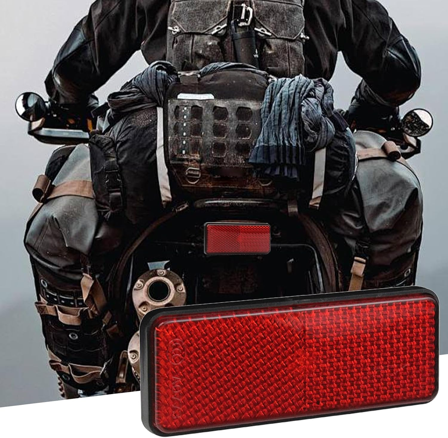 Motorcycle License Plate Reflectors - Red Rectangle Reflective Warning Reflector,Screw Mount for Night Riding, Reflective Gear, Motorcycle Accessories for Enhanced Visibility image number 3
