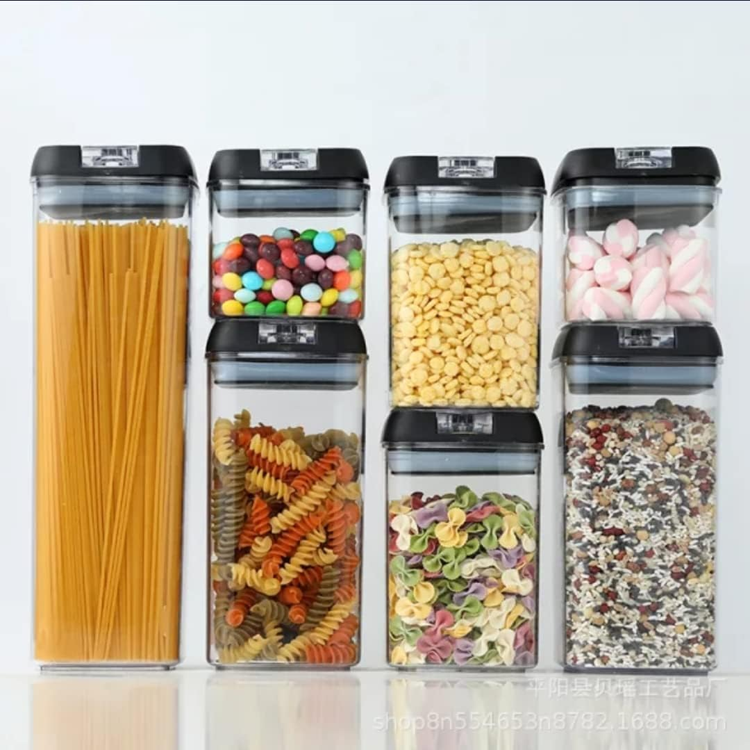 Airtight Food Storage Container 12 Sets with Easy Open & Lock, Air-Tight Dry Fresh Storage Set Bpa-Free Clear Durable Plastic Ideal for Flour, Sugar, Snacks Pantry & Kitchen & Much More &ndash;And Free Labels & Marker. (12 Sets Clear Airtight Container)