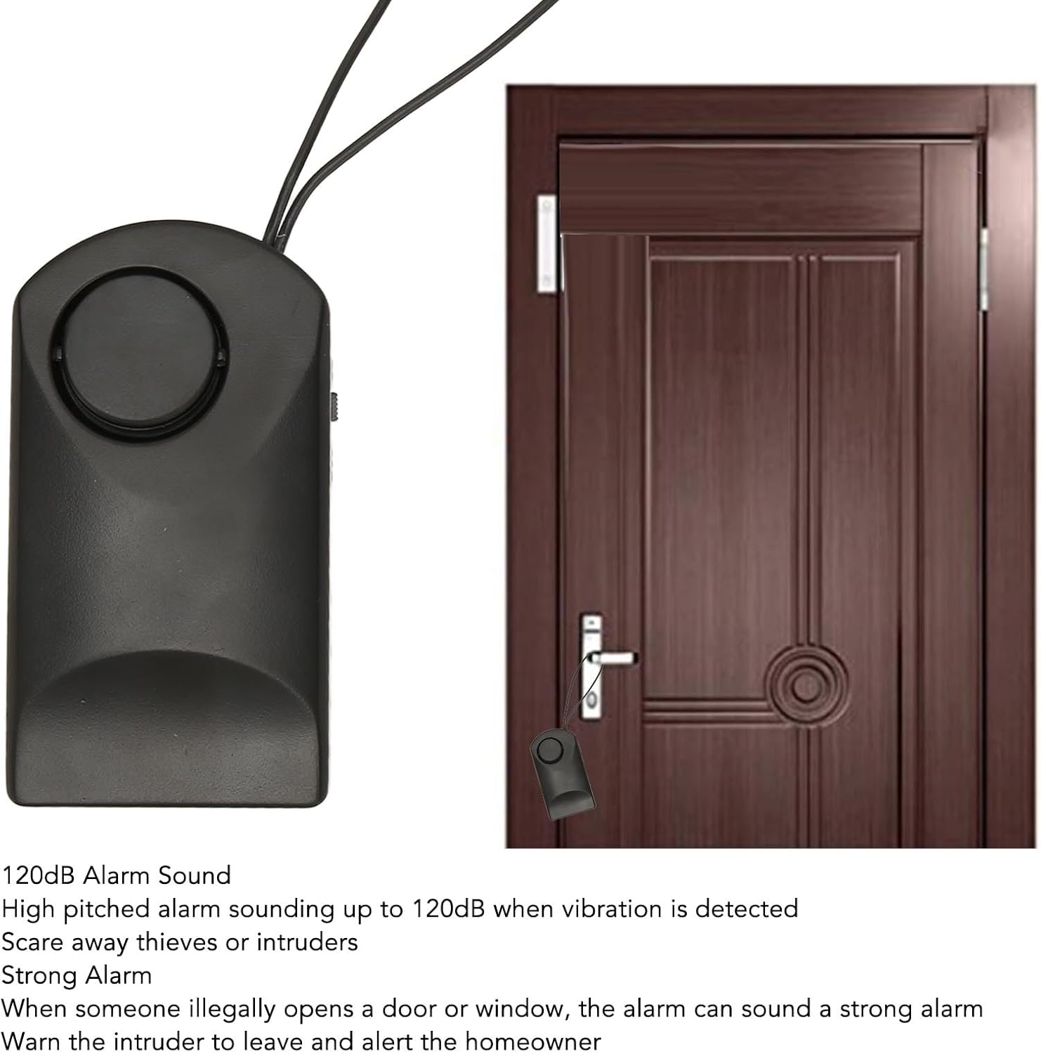 Wireless Vibration Alarm, Door/ Open Alarms, 120Db High Tone Alarm Sound, Home Security Sensor, Anti-Theft Alarm for Home, Apartment, Hotel, Garage image number 3