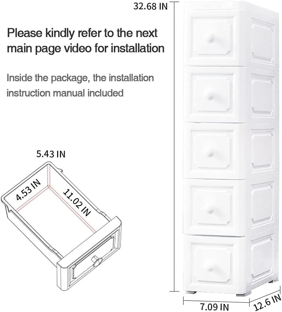 Conworld Super Light Weight Slim Plastic Bathroom Storage, Self-Assembling Bathroom Organizer 5 Tier Slim Storage Cart with 4 Wheels (Product Comes with Installation Instructions and Video) image number 4