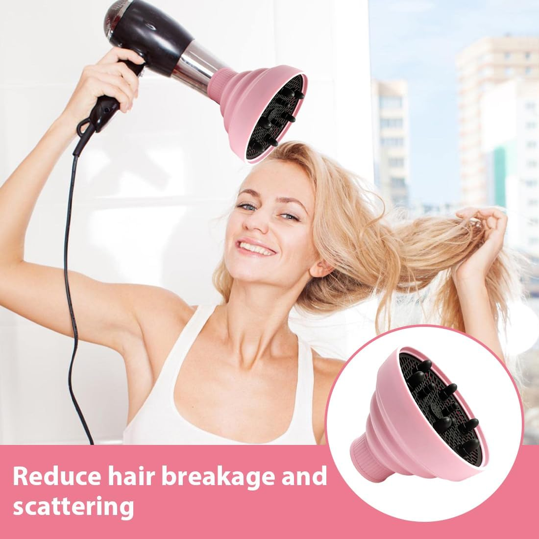 GXGM Diffuser Attachment Hair Dryer with Silicone Attachment, Foldable Hair Dryer Diffuser, Universal Attachment for Curly Hair, B (4-5 Cm) image number 2