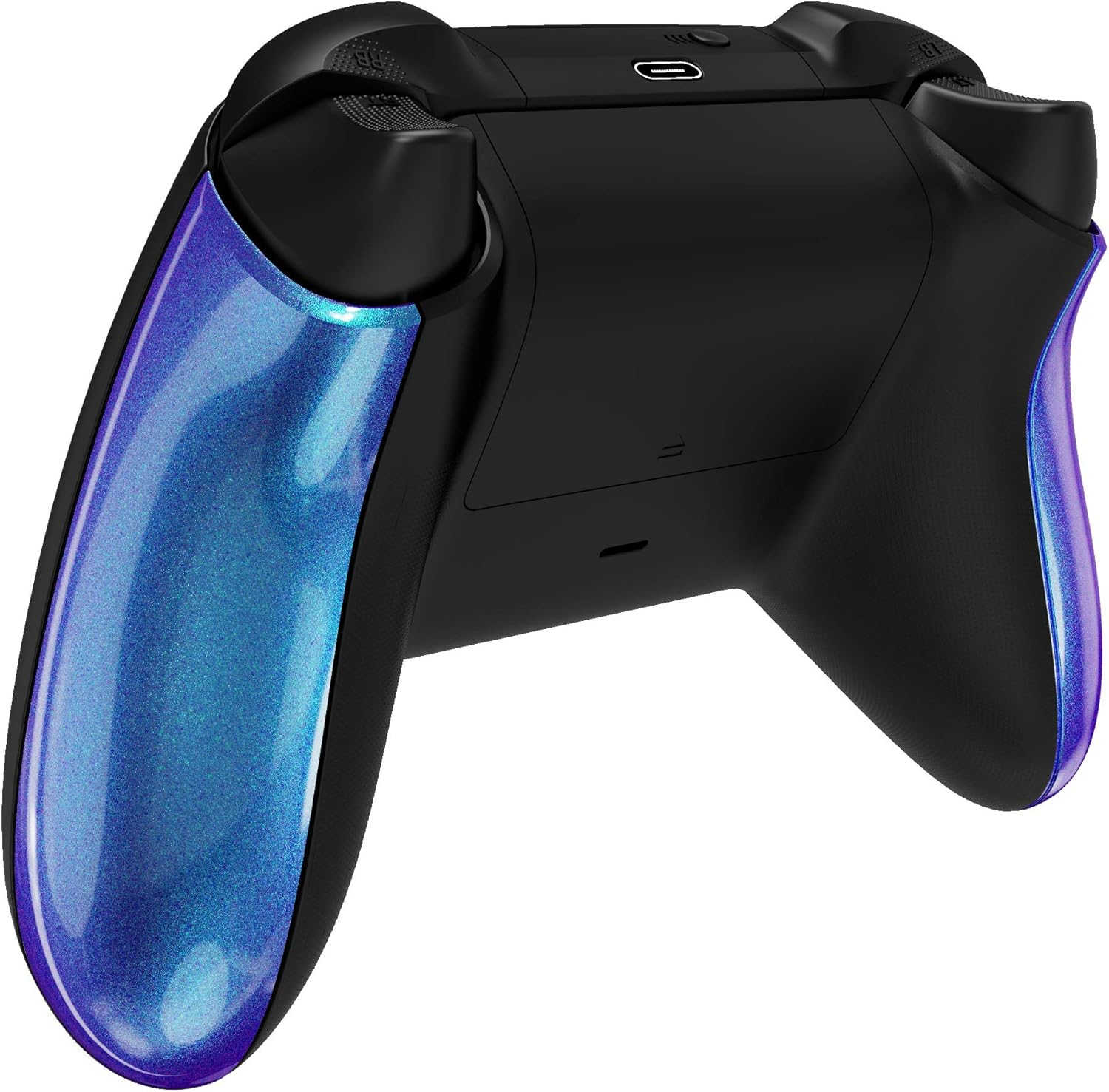 Extremerate Chameleon Purple Blue Back Panels, Comfortable Non-Slip Side Rails Handles, Game Improvement Replacement Parts for Xbox Series X/S Controller - Controller NOT Included - Chrome Silver image number 2
