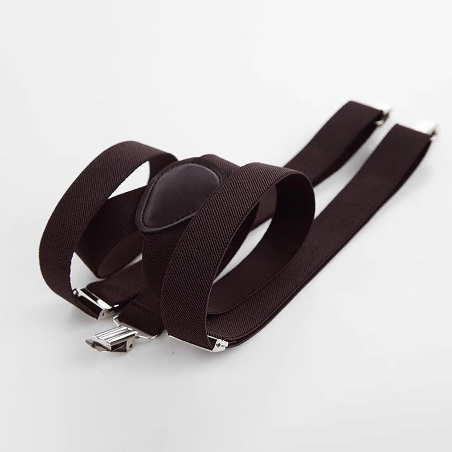 CTOUUGRS Men'S 1 Inch Solid Straight Clip Suspender Y Back Suspenders Adjustable Size Elastic Braces for Men and Women Heavy Duty Clips image number 4