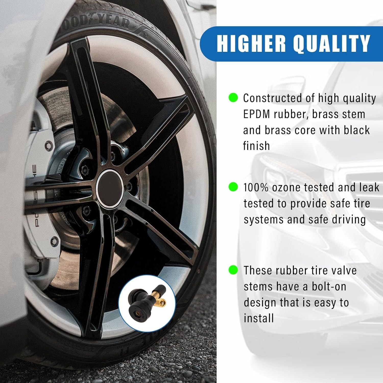 10PCS High Pressure Tire Valve Stems, TR600HP Car Copper Tubeless Snap-In Tire Air Valve Stem Kit, Universal Auto Decor Accessories Good for Larger or Heavy-Duty Vehicles image number 5