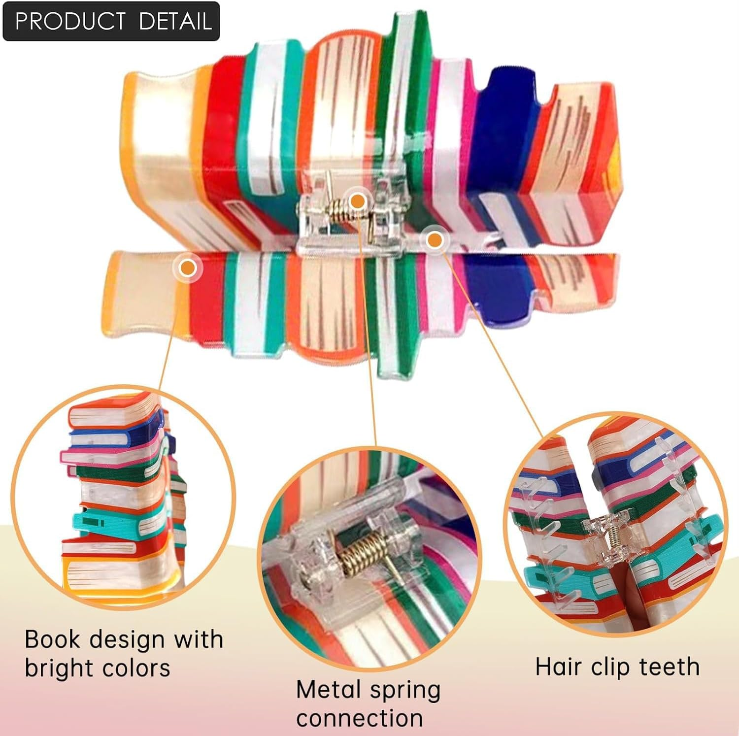 2 Pack Book Hair Clips Back to School Hair Clips for Thin Hair Funny Teacher Hair Jaw Barrettes Cute Hair Accessories for Women Book Lovers Teachers Appreaction Present