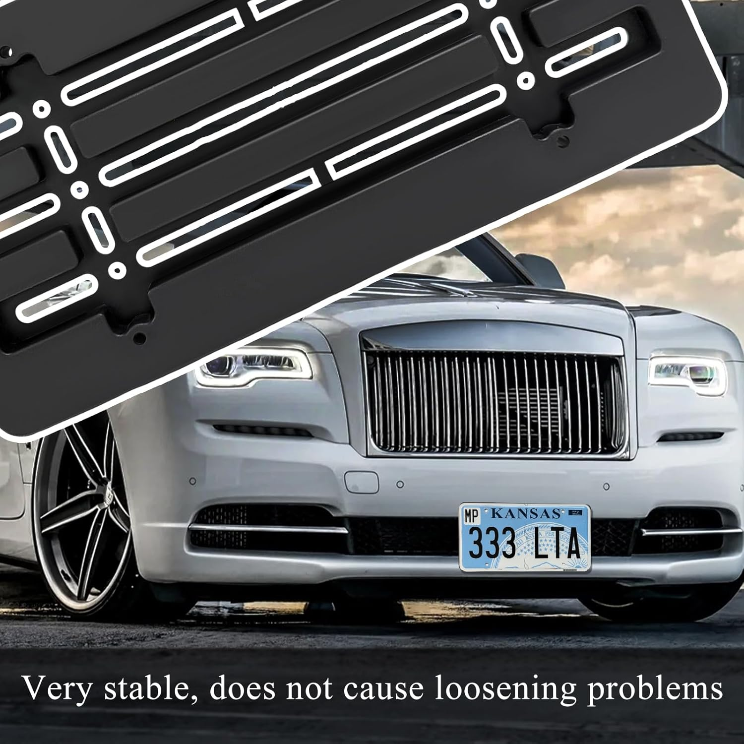 DXNQ License Plate Frame Bracket Holder, Car License Plate Bracket Mounting Kit with Screws, Universal Front & Rear Bumper License Plate Holder Mount Adapter, Car Accessories image number 4