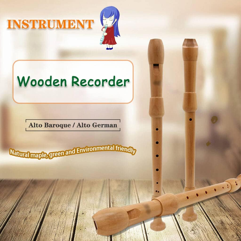 Recorders Instrument, German Recorders 8 Holes for Beginners, Baroque Recorders 3 Piece for Professional, Maple Wood F Key Alto Flute Instrument, with Cleaning Stick,Storage Bag