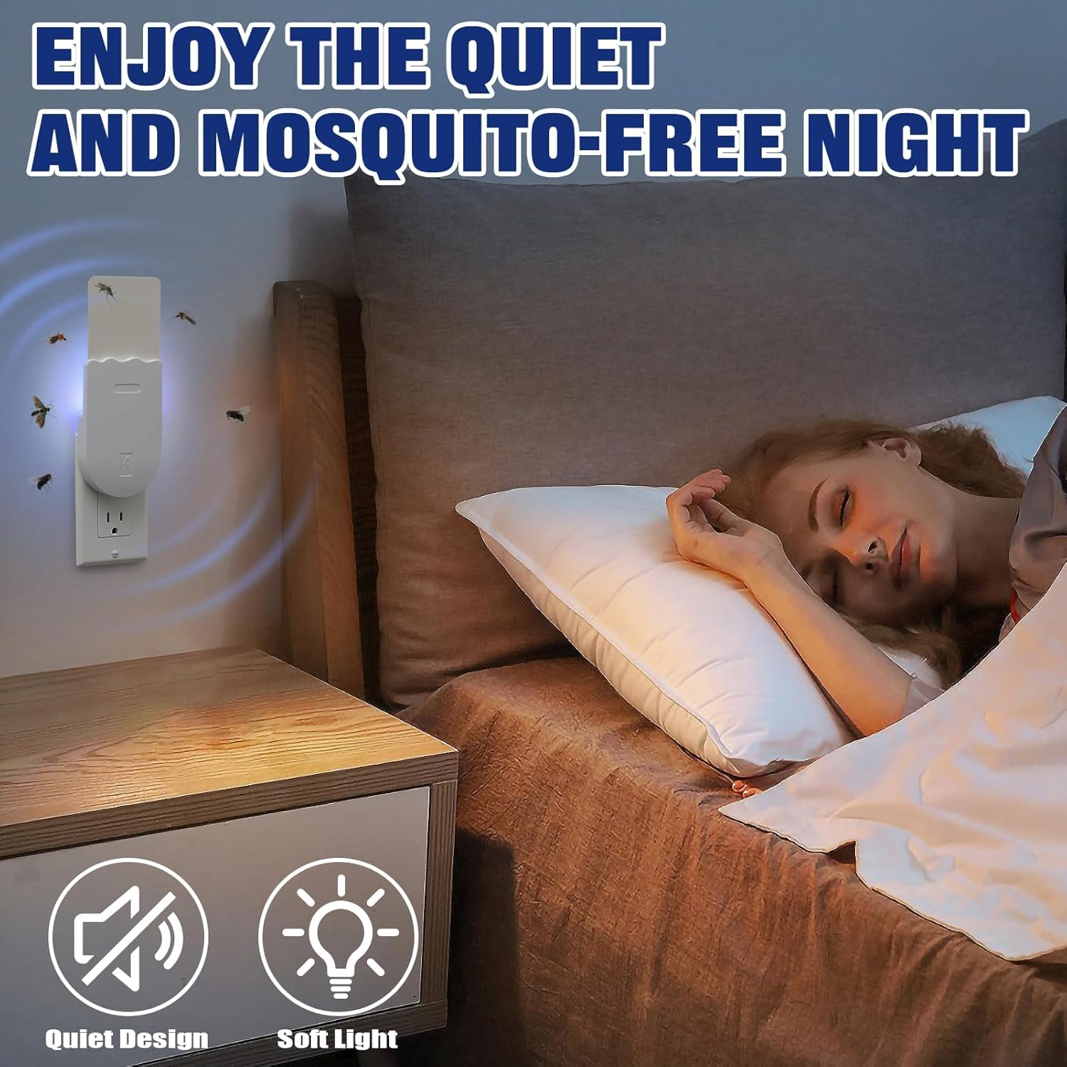 2 Pack Indoor Plug-In Mosquito Killer, Flying Insect Trap for Flies Fruit Flies Moths & Gnats with UV Attractant, Adjustable Brightness Night Light & 10 Adhesive Cards image number 2
