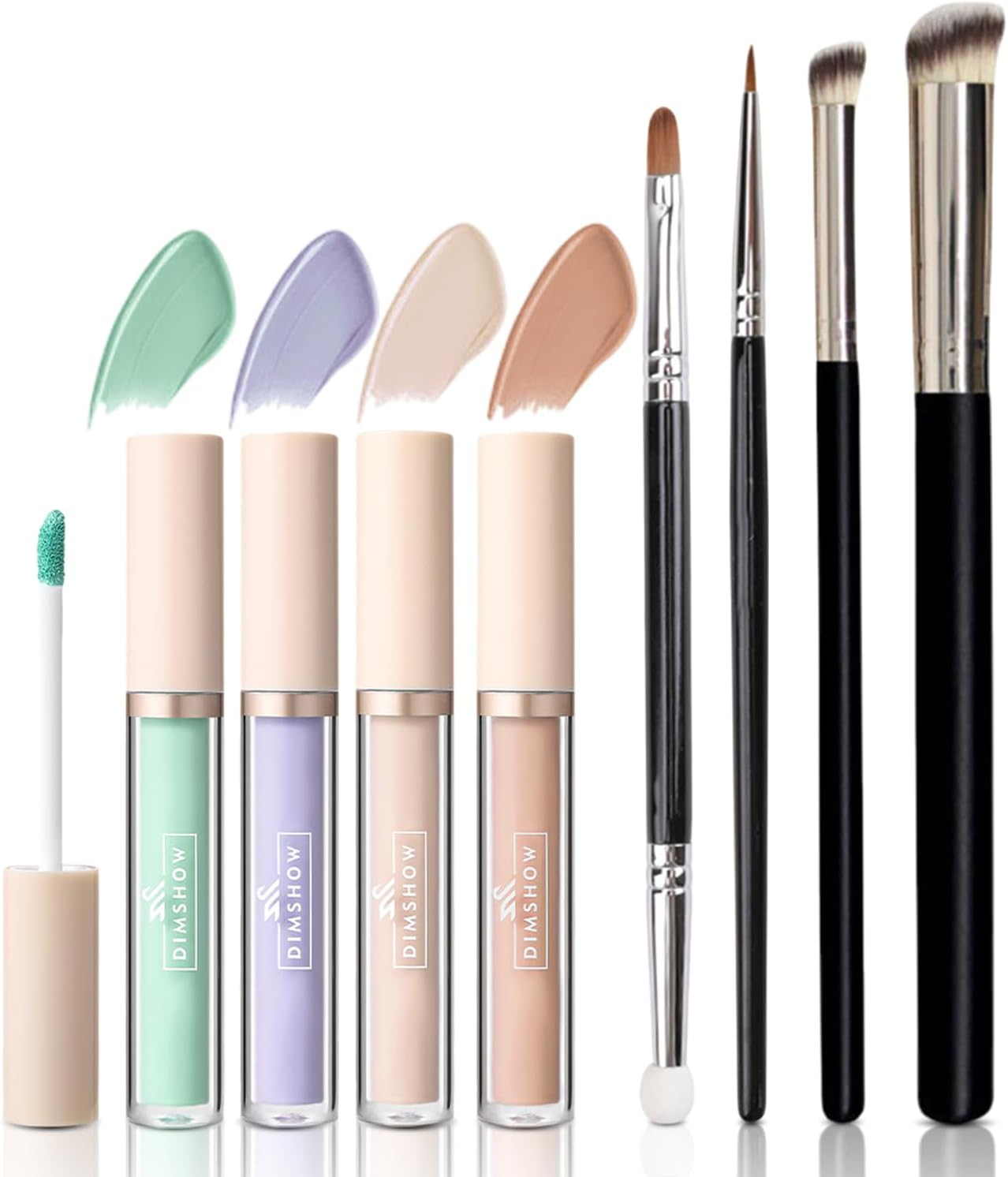 Jascherry 3 Colors Liquid Concealer Full Coverage Colour Corrector under Eye Makeup, Long Lasting for Dark Circles and Facial Redness Eye Concealer, Face Concealer Waterproof Hydrating with Brush Set