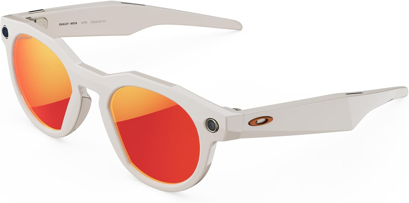 Oakley | Meta HSTN - with Meta AI, Audio, Photo, Video Compatibility - Warm Grey, Prizm Ruby - Black/Clear image number 7