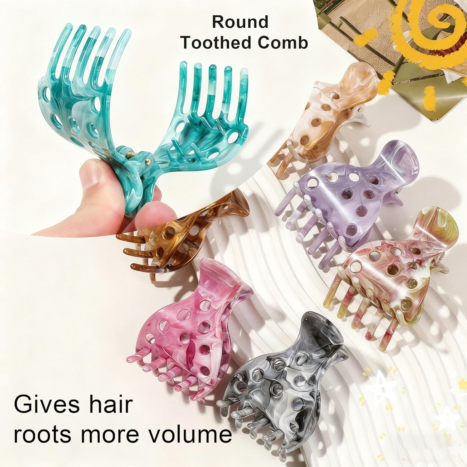 Gaodercha Pack of 4 Hair Volume Clips, 4 Colours, Plastic Hairline Lifting Clips, Lightweight Non-Slip Hair Clips, ABS Hair Clips for Women, S Volume and Updo image number 5