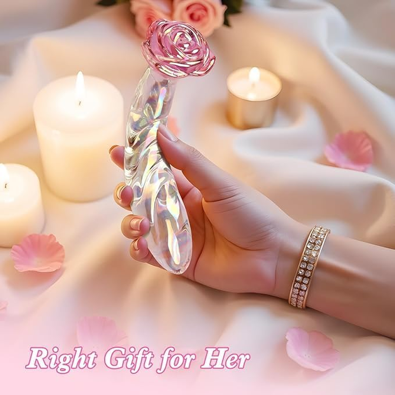 7.2 Inches Glass Dildo, Anal Butt Plug Toy Large, Rose Adult Toy Tool for Women, Crystal Clitoral G Spot Stimulator, Prostate Massager image number 1