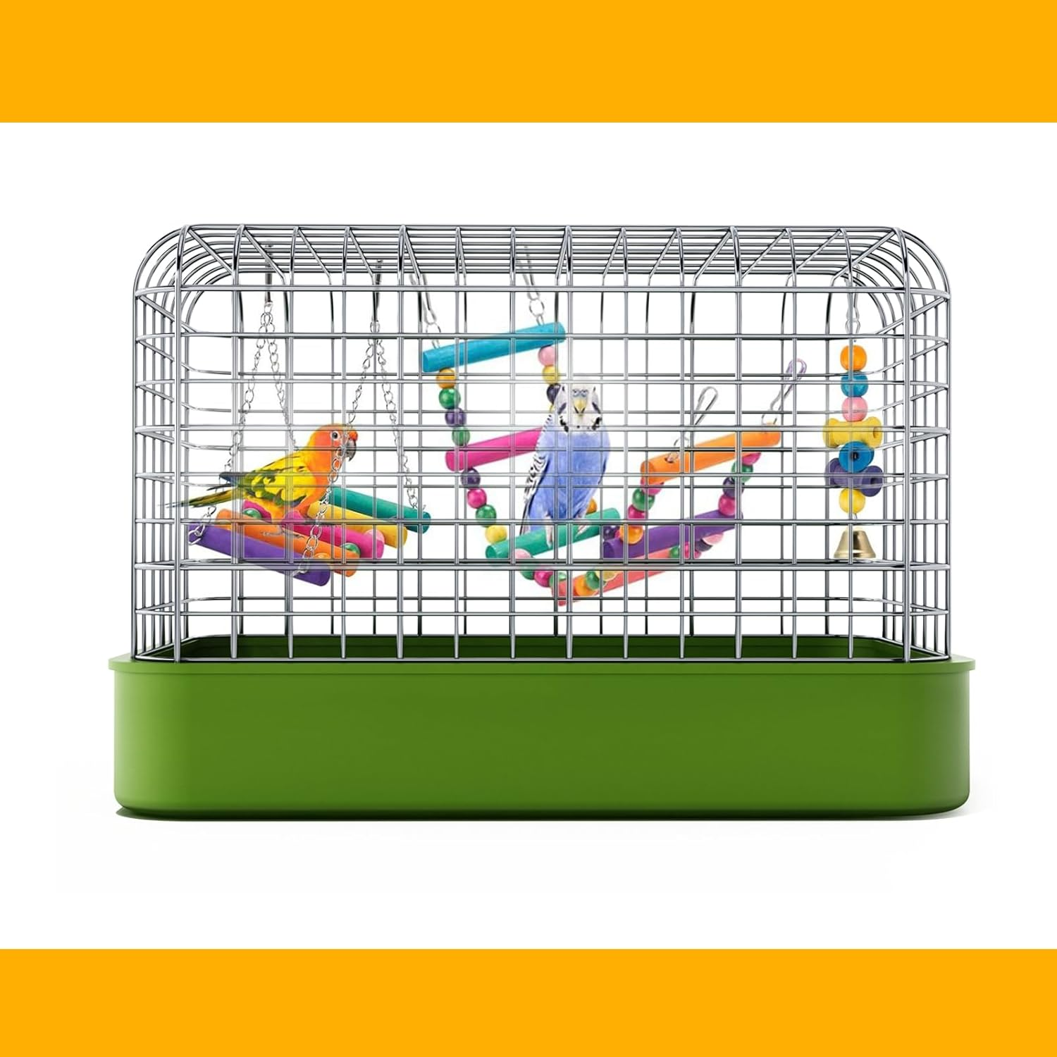 11Pcs Bird Toys Set Colourful Parrot Toys for Small Birds Interactive Ladder Swing Bridge with Bells Safe Lightweight Birds Cage Accessories for Cockatiels Budgies Lovebirds image number 4