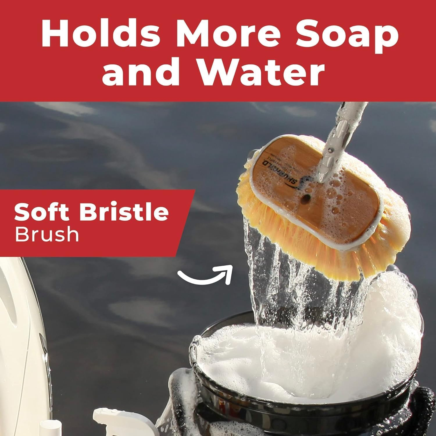 Shurhold 960 6" Deck Brush with Soft Yellow Polystyrene Bristles image number 3