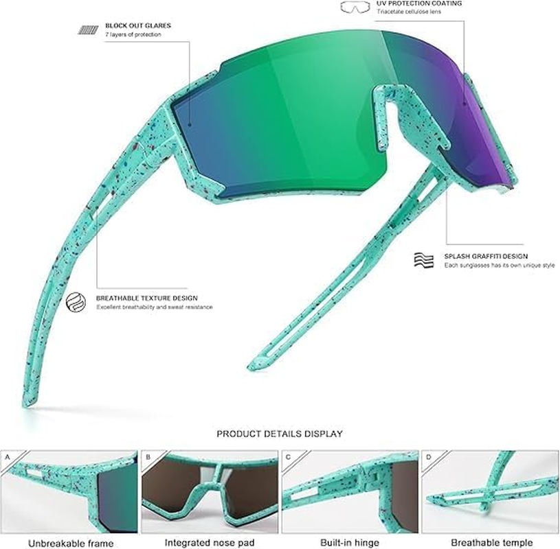 Youth Baseball Sunglasses for Boys Girls Age 6-12 Softball Cycling Sports Sunglasses for Kids Lightweight Frame - Blue image number 3